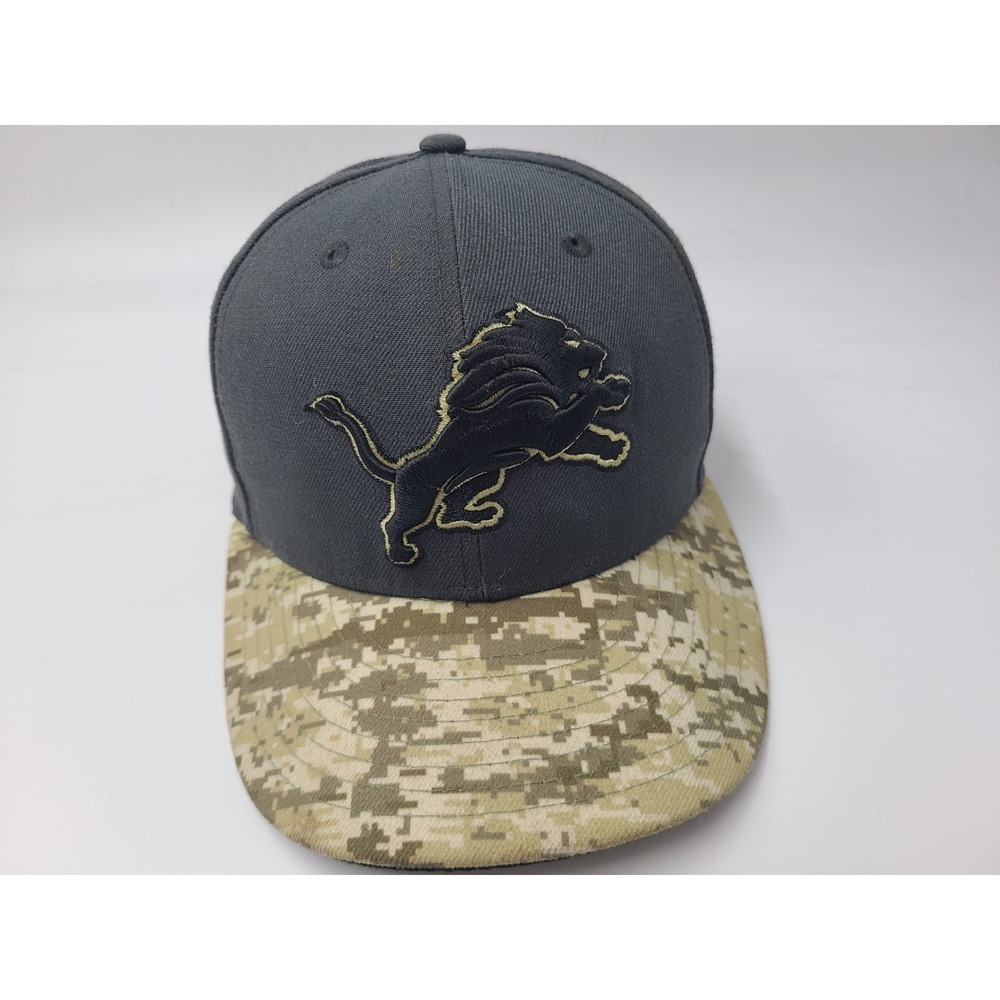 Detroit‎ Lions Salute To Service Camo New Era 59Fifty Fitted 7 Hat Cap NFL Gray